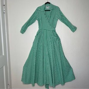 Autumn Kimball Collection for Shabby Apple Green Gingham Wrap Dress Size 10